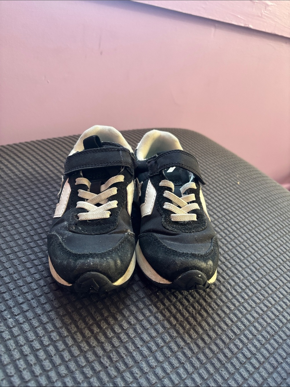 Converse Kids Black and White Sneakers with Hook-and-Loop Strap